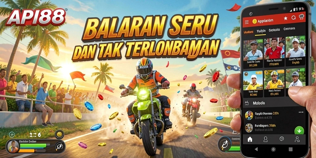 Tampilan gameplay balapan yang mendebarkan dan penuh aksi di API88.