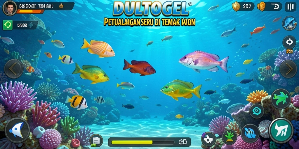 Tampilan gameplay seru DULTOGEL saat menembak ikan.