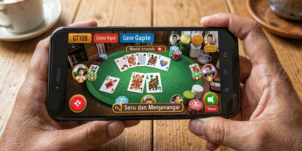 Screenshot menunjukkan serunya gameplay Gaple di GT108.