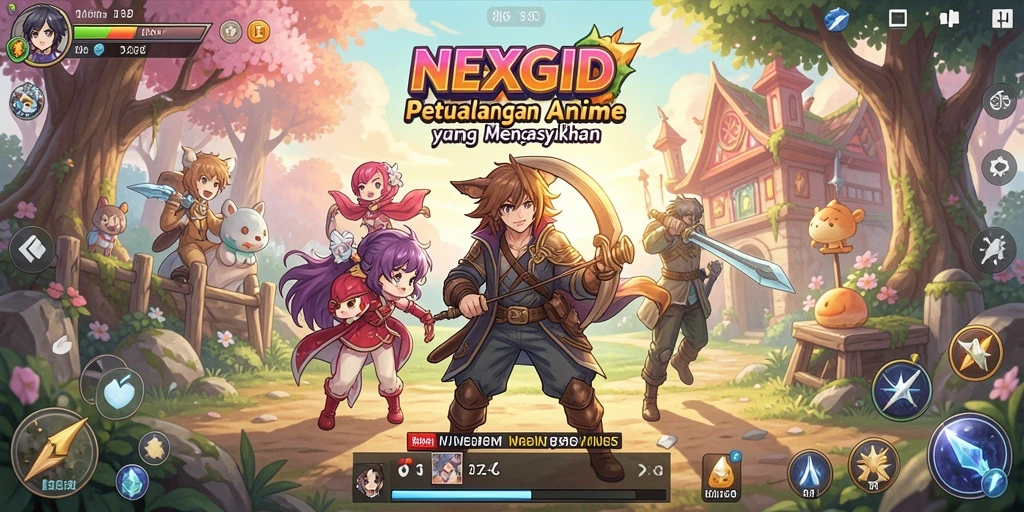 Screenshot dari gameplay NEXGID menunjukkan aksi dan karakter Anime yang menawan.