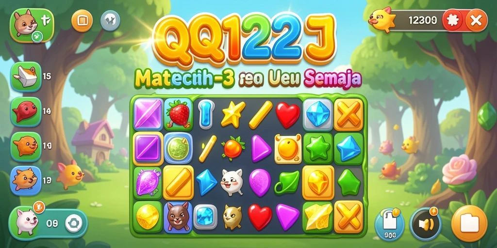 Screenshot gameplay QQ1221 menampilkan keseruan permainan Match-3.