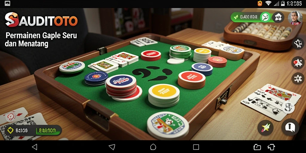Screenshot gameplay seru SAUDITOTO yang menggambarkan permainan Gaple.