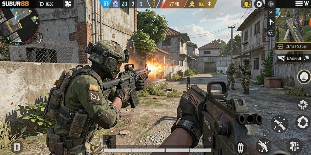 Screenshot gameplay SUBUR88 dengan aksi menembak yang seru dan grafis menakjubkan.
