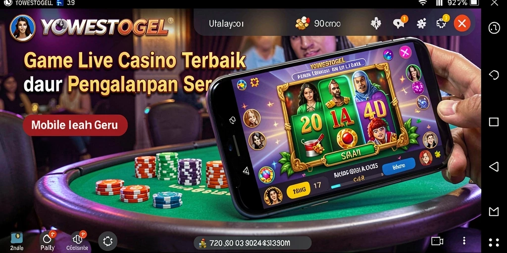 Screenshot gameplay YOWESTOGEL menampilkan dealer langsung yang berinteraksi dengan pemain.